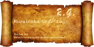 Ruzsicska Gréta névjegykártya